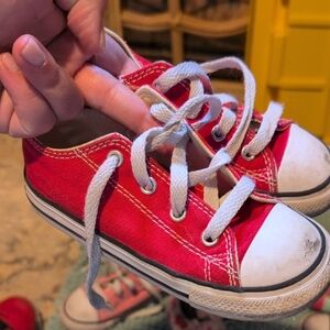 Converse Red and White Canvas Sneakers Low-Top